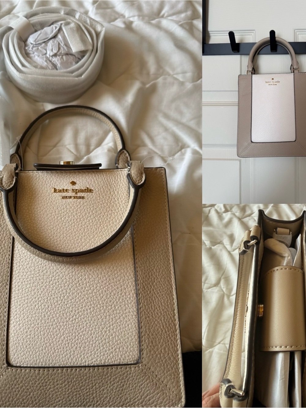 kate spade Two-Tone Taupe and Cream Structured Mini Satchel